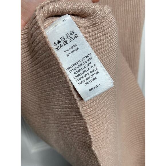 House of Harlow Ribed Bodycon Knee Length Dress Nude Tan Size Medium - Picture 5 of 5